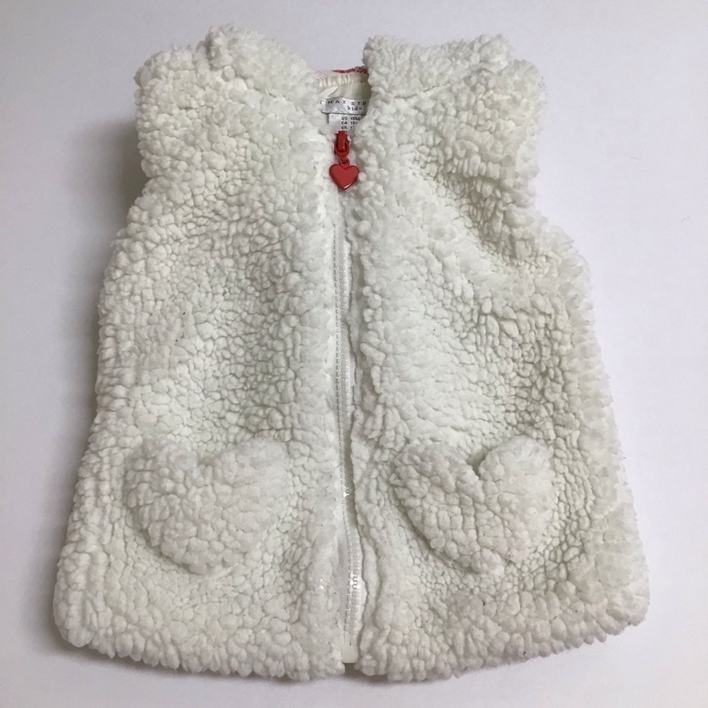 Valentine Red Hearts Vest Max Studio Kids Sherpa Zip Hoodie SZ 18 mos Toddler - Picture 9 of 16